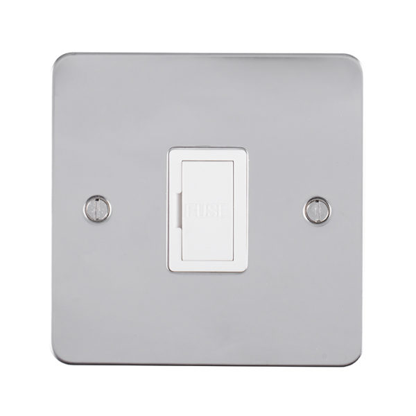 Eurolite Efpssuswfpsw 13Amp Unswitched Fuse Spur Enhance Flat Polished Stainless Steel Plate Matching White Trim