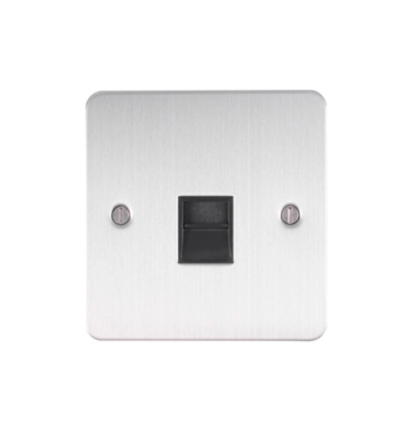 Eurolite Efsss1Slb 1 Gang Slave Telephone Socket Enhance Flat Satin Straionless Steel Plate Black Interior