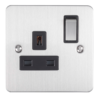 Eurolite Efsss1Sossw 1 Gang 13Amp Dp Switched Socket Enhance Flat Satin Stainless Steel Plate Matching Rocker White Trim