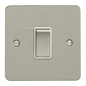 Eurolite Efsss1Swssw 1 Gang 10Amp 2Way Switch Enhance Flat Satin Stainless Steel Plate Matching Rocker White Trim