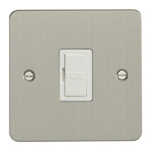 Eurolite Efsssuswfssw 13Amp Unswitched Fuse Spur Enhance Flat Satin Stainless Steel Plate Matching White Trim