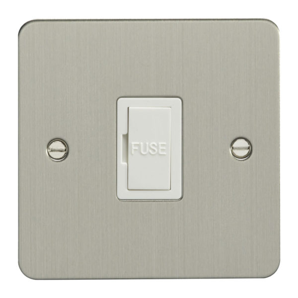 Eurolite Efsssuswfssw 13Amp Unswitched Fuse Spur Enhance Flat Satin Stainless Steel Plate Matching White Trim