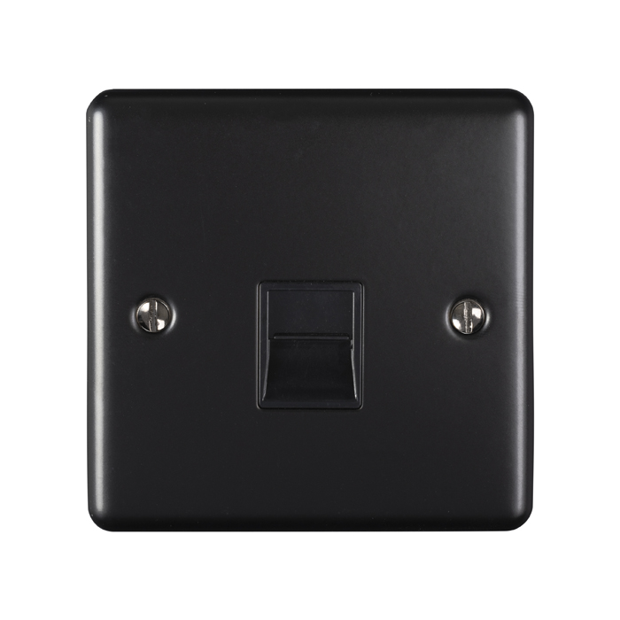 Eurolite En1Slmbb 1 Gang Slave Telephone Socket Matt Black Enhance Range Black Trim