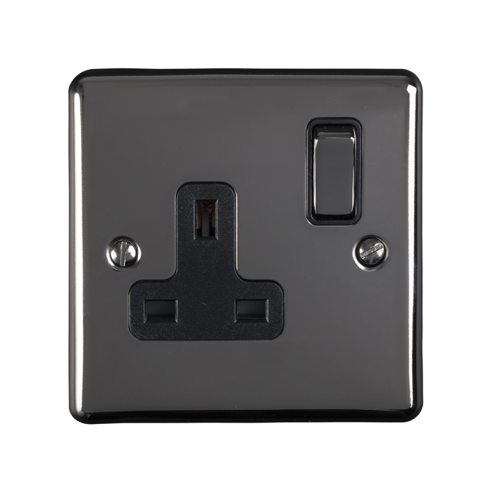 Eurolite En1Sobnb 1 Gang 13Amp Dp Switched Socket Black Nickel Enhance Range Black Trim