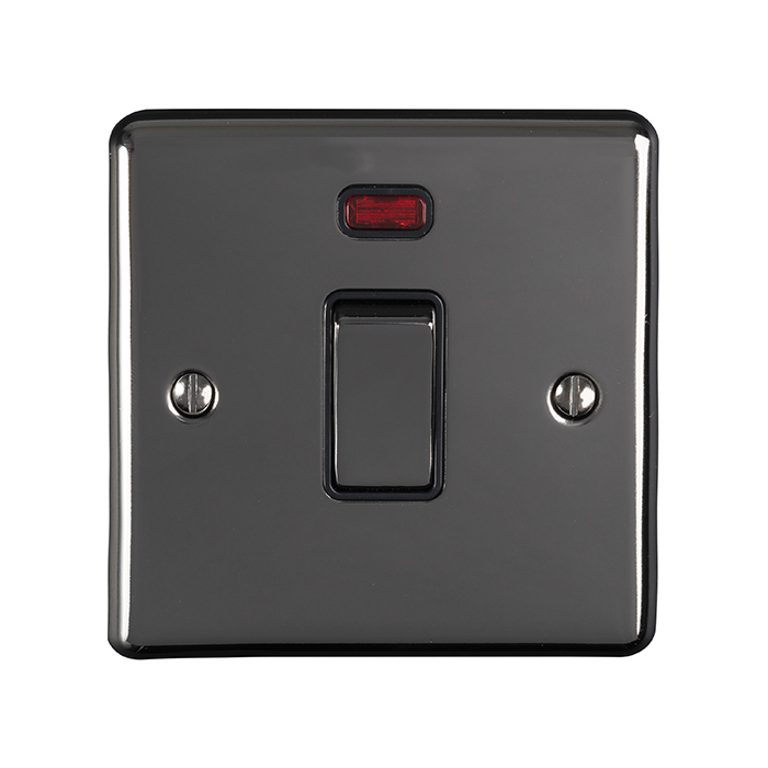 Eurolite En20Aswnbnb 1 Gang 20Amp Dp Switch With Neon Black Nickel Enhance Range Black Trim