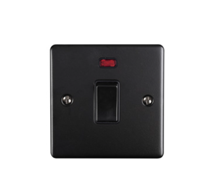 Eurolite En20Aswnmbb 1 Gang 20Amp Dp Switch With Neon Matt Black Enhance Range Black Trim