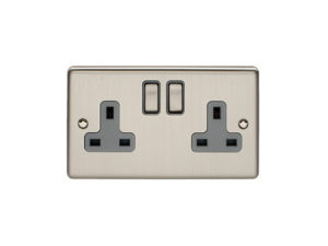 Eurolite En2Sossg 2 Gang 13Amp Dp Switched Socket Satin Enhance Range Grey Trim