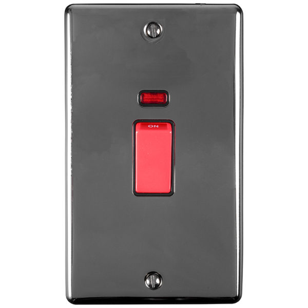 Eurolite En45Aswnbnb 45Amp Dp Switch With Neon Vertical Black Nickel Enhance Range Black Trim