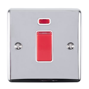 Eurolite En45Aswnspcw 1 Gang 45Amp Dp Switch With Neon Polished Chrome Enhance Range White Trim