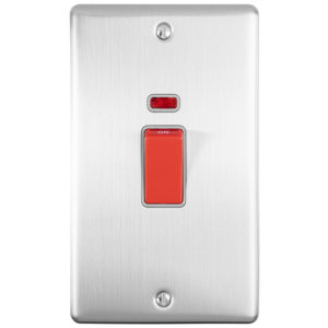 Eurolite En45Aswnssg 45Amp Dp Switch With Neon Vertical Satin Enhance Range Grey Trim