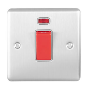 Eurolite En45Aswnsssg 1 Gang 45Amp Dp Switch With Neon Satin Enhance Range Grey Trim