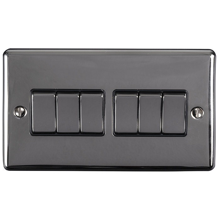 Eurolite En6Swbnb 6 Gang 10Amp 2Way Switch Black Nickel Enhance Range Black Trim