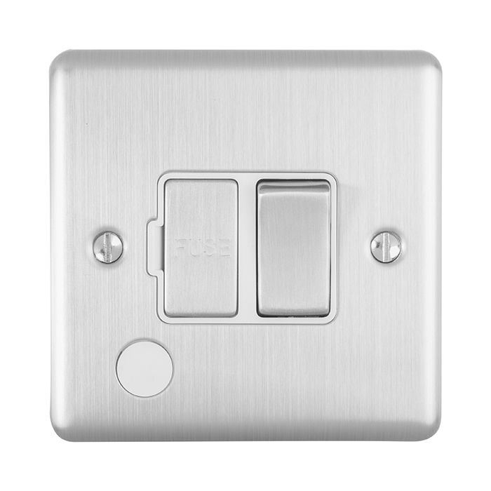 Eurolite Enswffossw 13Amp Dp Switched Fuse Spur With Flex Outlet Satin Enhance Range White Trim