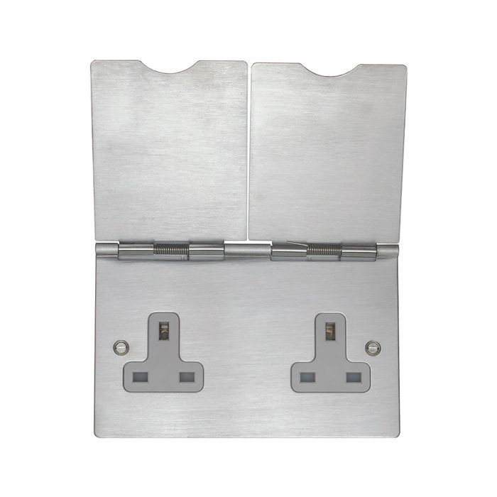 Eurolite Fs4040Ss 13A 2 Gang Unswitched Floor Socket Stainless Steel