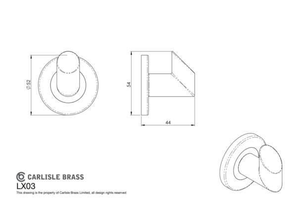 De'Leau LX03SPVD Deleau Stainless Steel Robe Hook G316 Satin Brass