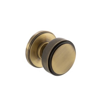 Millhouse Brass Harrison Solid Brass Knurled Mortice Knob on Concealed Fix Rose - Antique Brass MH450KSMKAB