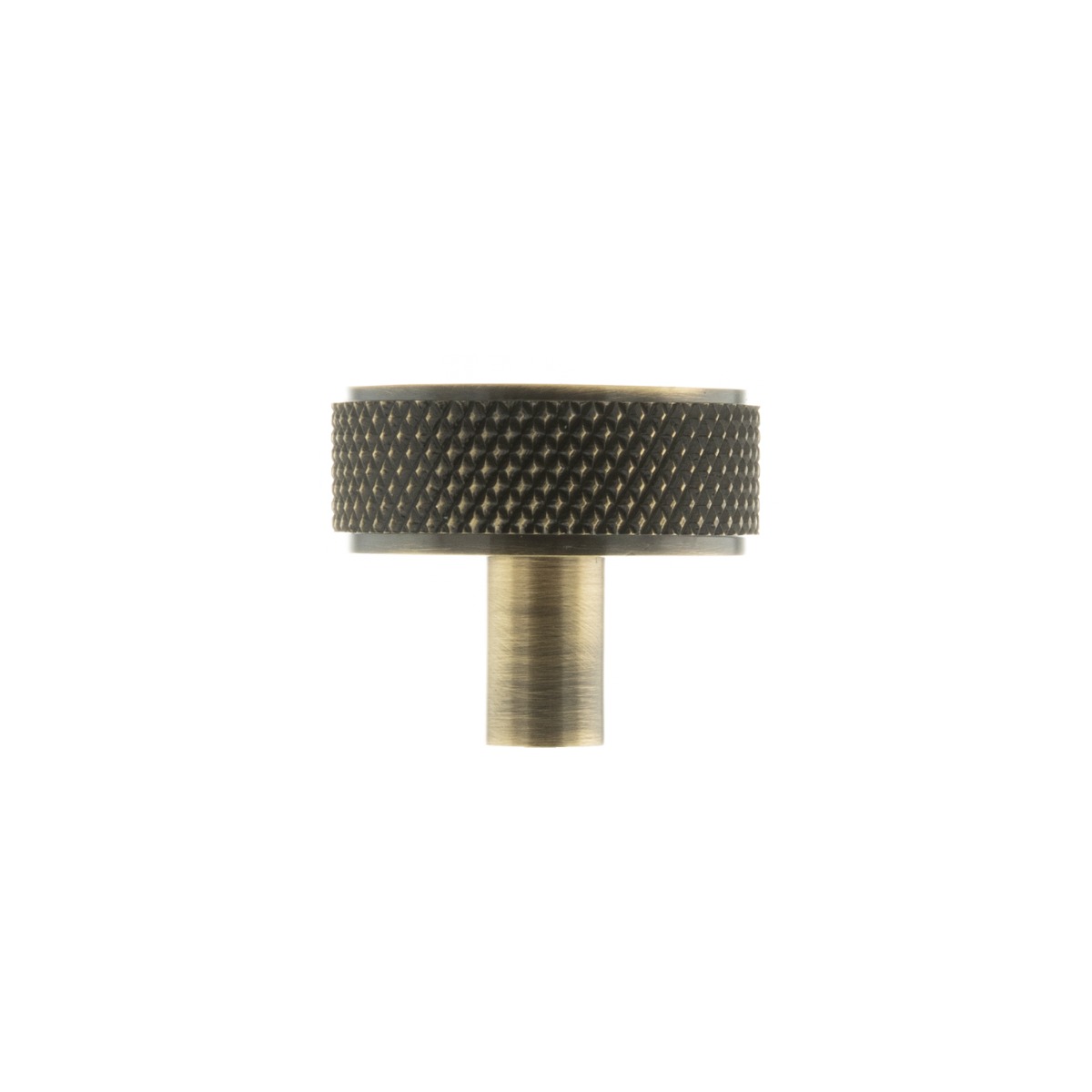 Millhouse Brass Hargreaves Disc Knurled Cabinet Knob on Concealed Fix - Antique Brass MHCK1935AB