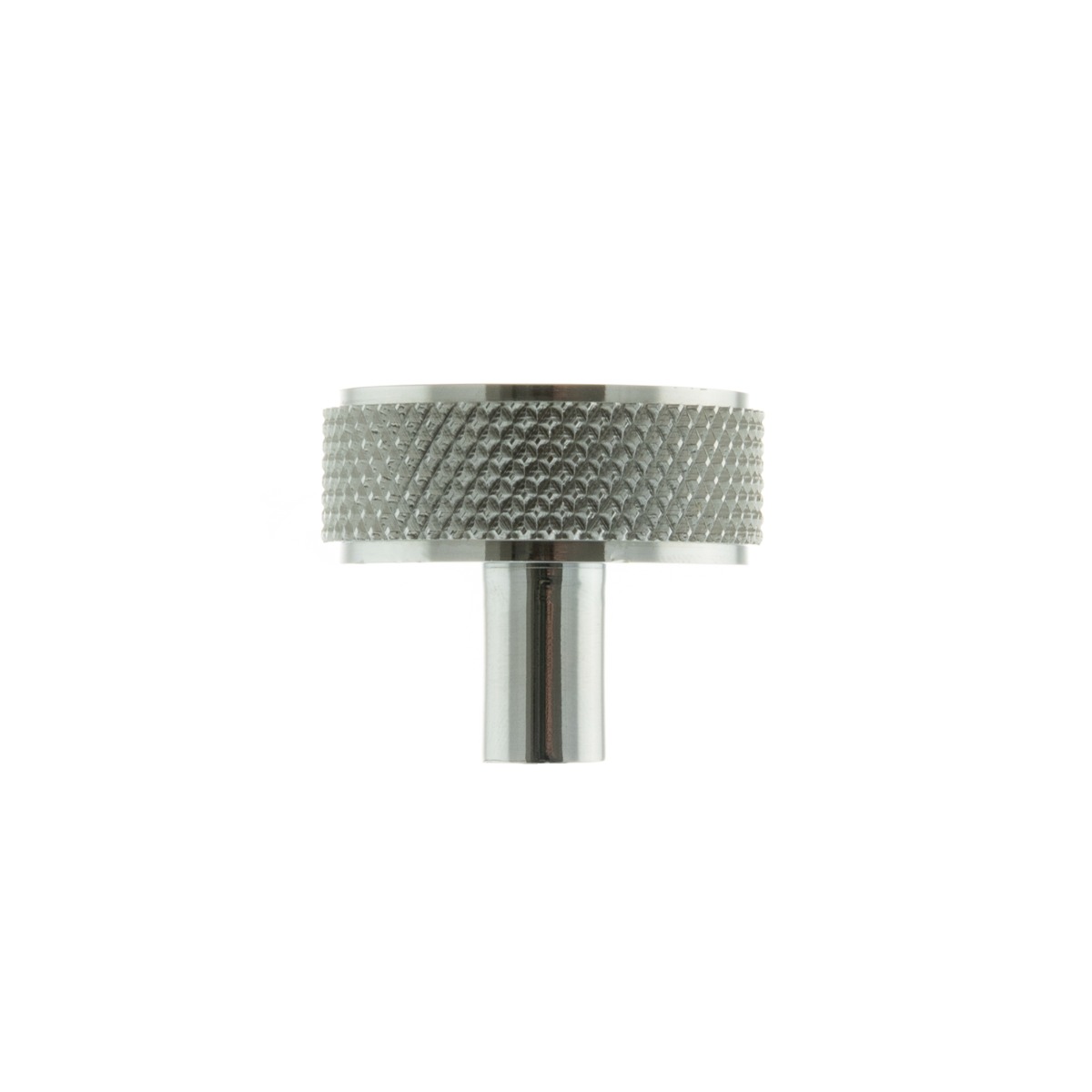 Millhouse Brass Hargreaves Disc Knurled Cabinet Knob on Concealed Fix - Polished Chrome MHCK1935PC