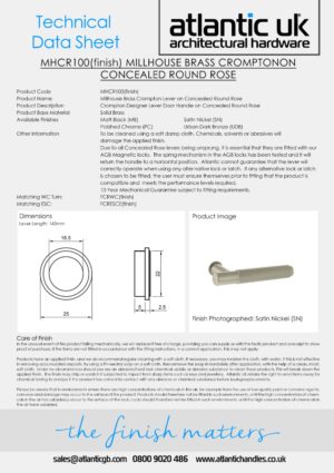 Millhouse Brass Crompton Lever Door Handle on Concealed Round Rose - Satin Nickel MHCR100SN