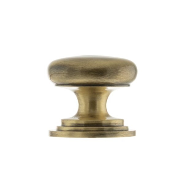 Old English Lincoln Solid Brass Victorian Knob 38mm on Concealed Fix - Antique Brass OEC1238AB