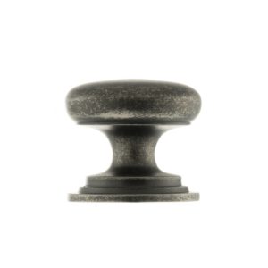 Old English Lincoln Solid Brass Victorian Knob 38mm on Concealed Fix - Distressed Silver OEC1238DS