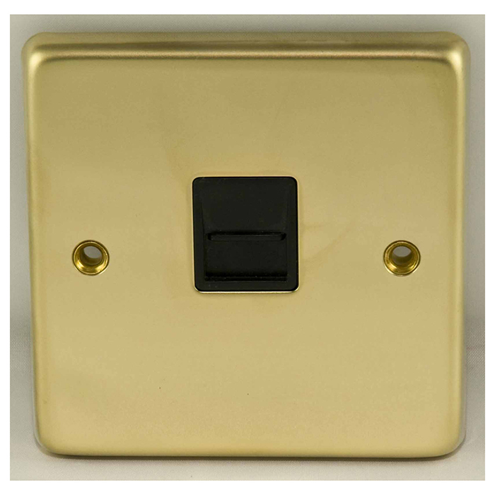 Eurolite Pb1Mb 1 Gang Master Telephone Socket Round Edge Polished Brass Plate Black Interior