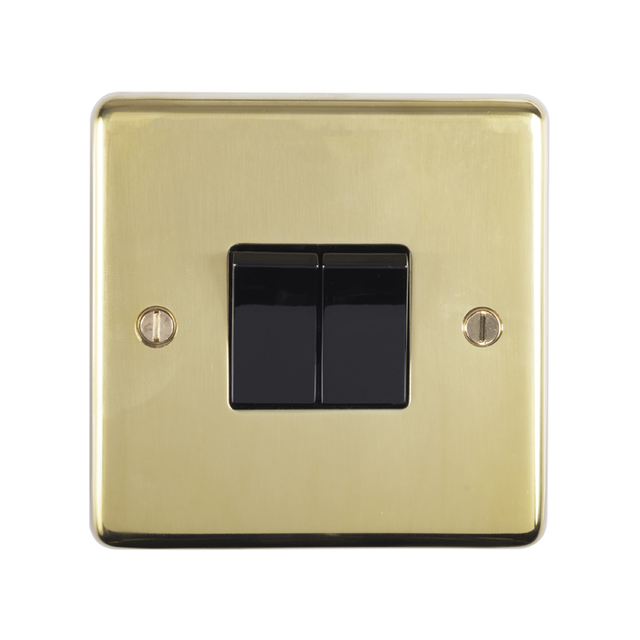 Eurolite Stainless steel 2 Gang Switch - Polished Brass