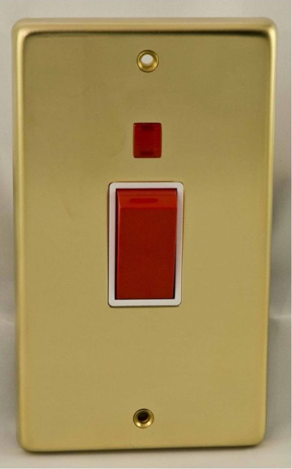 Eurolite Stainless steel 45Amp Switch With Neon Indicator - Polished Brass