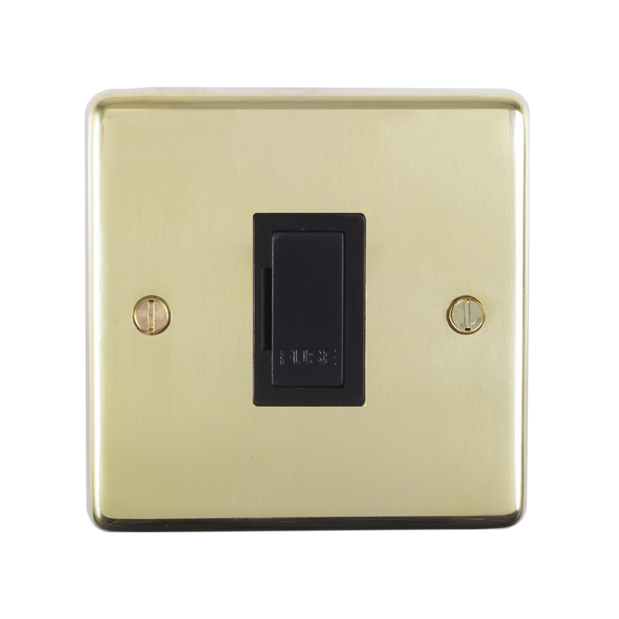 Eurolite Pbuswfb 13Amp Unswitched Fuse Spur Round Edge Polished Brass Plate Black Interior