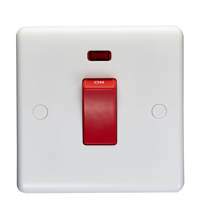 Eurolite Pl3271 Enhance White Plastic 45A Dp Switch With Neon Single Plate