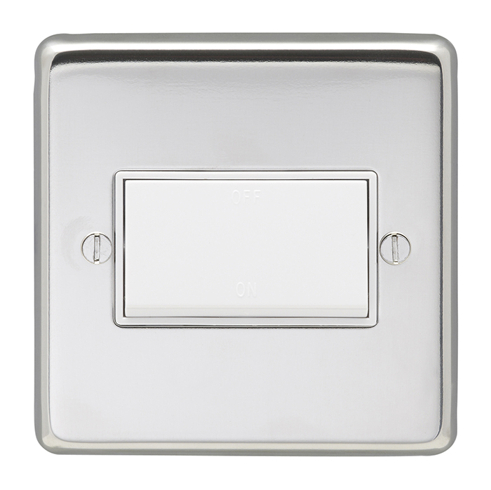 Eurolite Pssfsww 6Amp Fan Isolator Switch Round Edge Polished Stainless Steel Plate White Rocker