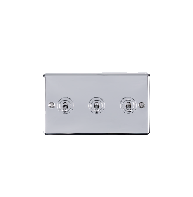 Eurolite Psst3Sw 3 Gang 10Amp 2Way Toggle Switch Round Edge Polished Stainless Steel Plate