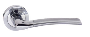 STATUS Indiana Lever on Round Rose - Satin Chrome/Polished Chrome