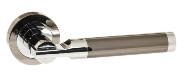 STATUS Dakota Lever on Round Rose - Black Nickel/Polished Chrome