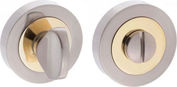 STATUS WC Turn and Release on Round Rose - Satin Nickel/Polished Brass S3WCRSNBP
