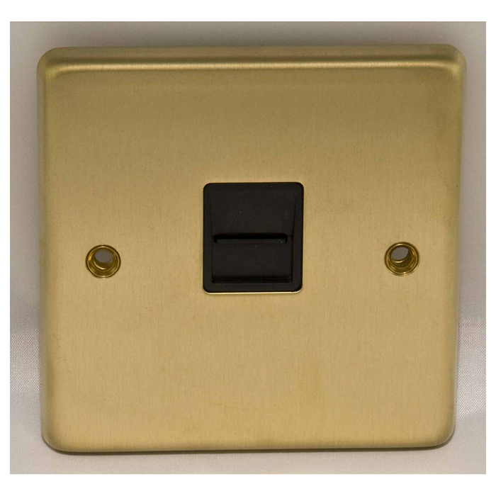 Eurolite Sb1Mb 1 Gang Master Telephone Socket Round Edge Satin Brass Plate Black Interior