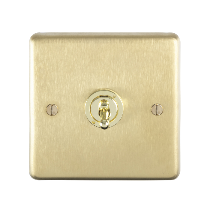 Eurolite Sbt1Sw 1 Gang 10Amp 2Way Toggle Switch Round Edge Satin Brass Plate