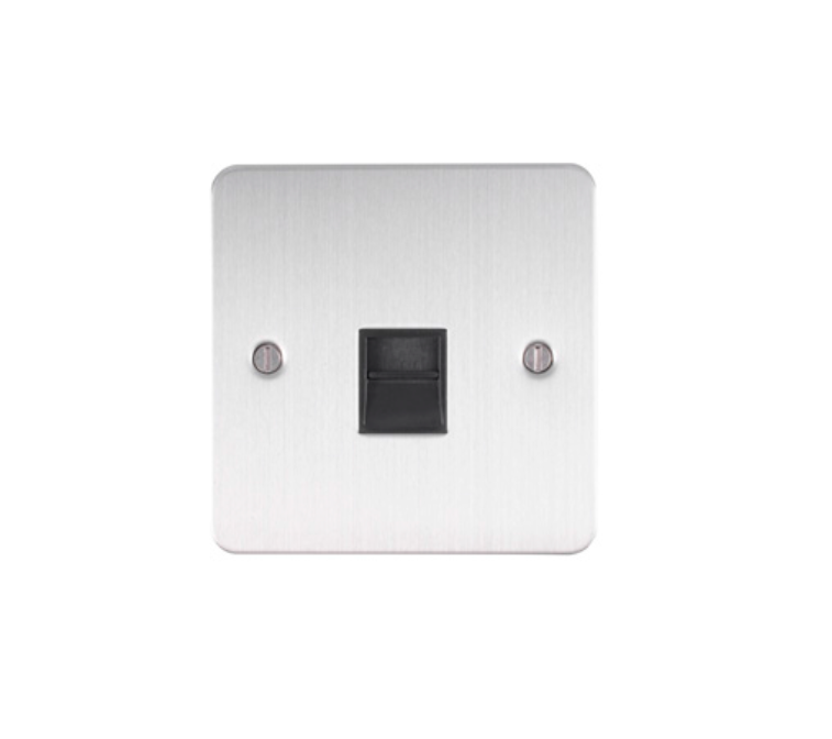 Eurolite Sss1Slw 1 Gang Slave Telephone Socket Round Edge Satin Stainless Steel Plate White Interior