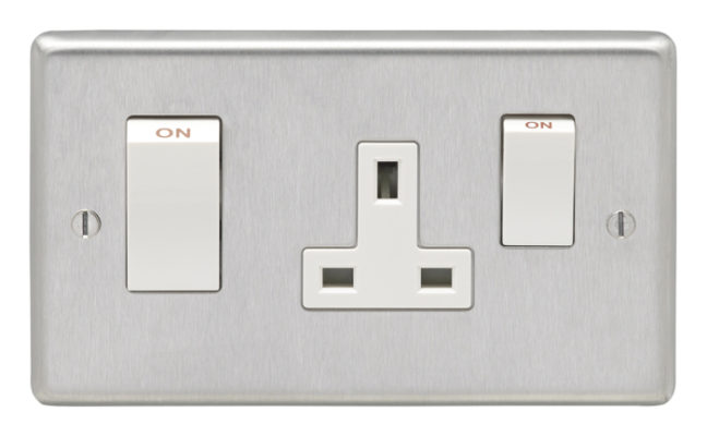 Eurolite Stainless steel 45Amp Switch With A Socket - Satin Stainless Steel