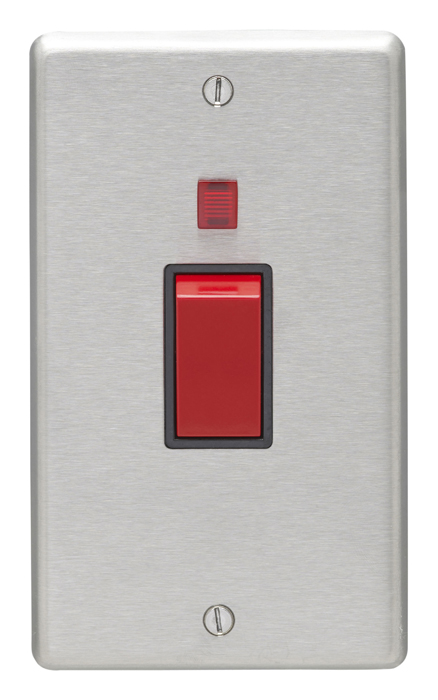 Eurolite Stainless steel 45Amp Switch With Neon Indicator - Satin Stainless Steel