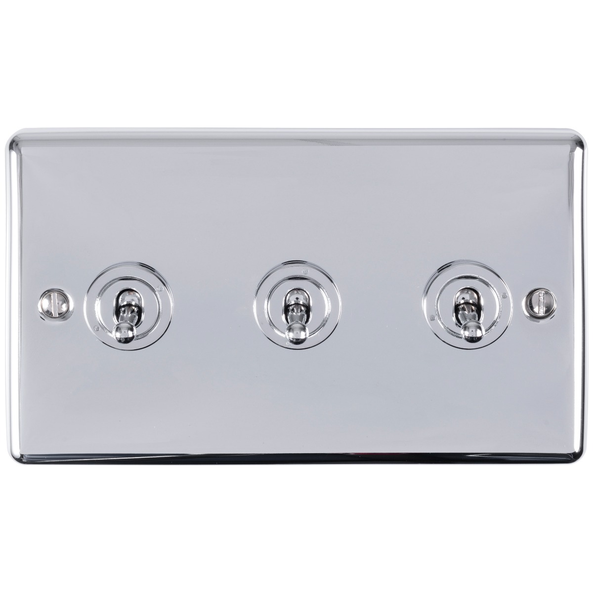Eurolite Ssst3Sw 3 Gang 10Amp 2Way Toggle Switch Round Edge Satin Stainless Steel Plate