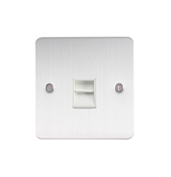 Eurolite Efsss1Slw 1 Gang Slave Telephone Socket Enhance Flat Satin Stainless Steel Plate White Interior