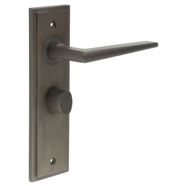 Mayfair Door Handle Bathroom Backplate Dark Bronze & Turn & Release