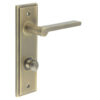 Fitzrovia Door Handle Din Bathroom Backplate Antique Brass & Turn & Release