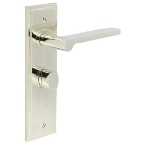 Fitzrovia Door Handle Bathroom Backplate Polished Nickel & Turn & Release