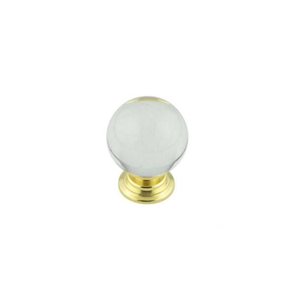 25mm Brass Finish Clear Glass Ball Cupboard Knob