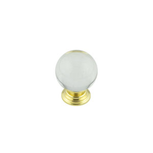 35mm Brass Finish Clear Glass Ball Cupboard Knob