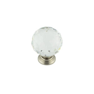 40mm Satin Nickel Faceted Glass Ball Knob