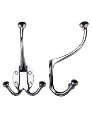 Zoo Hardware Fulton & Bray Double Hat & Coat Hook, Polished Chrome - - Polished Chrome