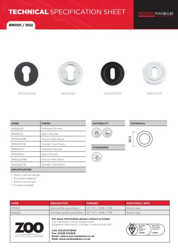 Zoo Hardware Euro profile round escutcheon 50mm rose dia - Image 2